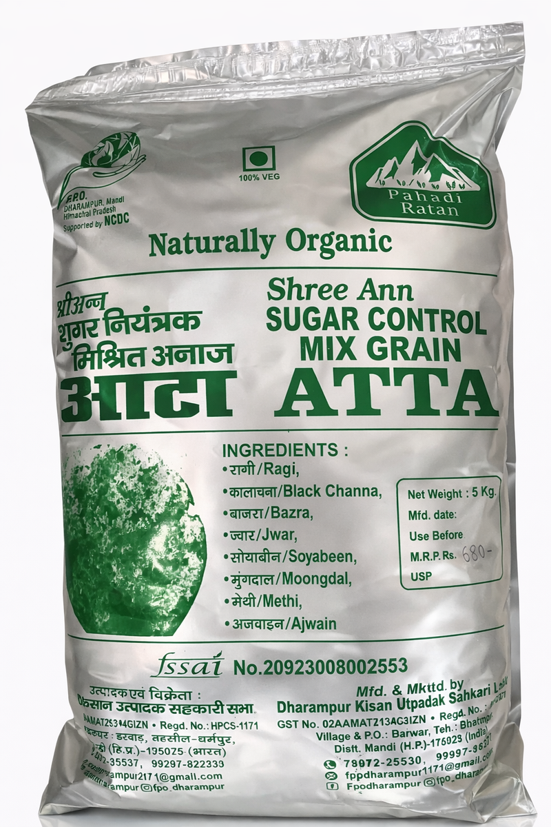 Pahadi Rattan Sugar Control Mix Grain Aata 5KG 1