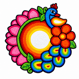 Peacock Rangoli Design Mat